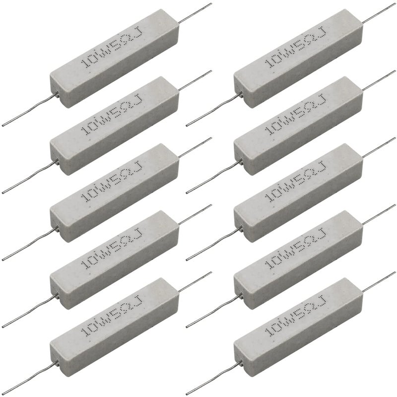 Dimlove 10 PCS 10w 5 Ohm Axial Lead Wire Resistors - White Wound Fixed Ceramic, Cement, Power, Horizontal, Precharge Resistors with Heat & Moisture Resistance - Image 1